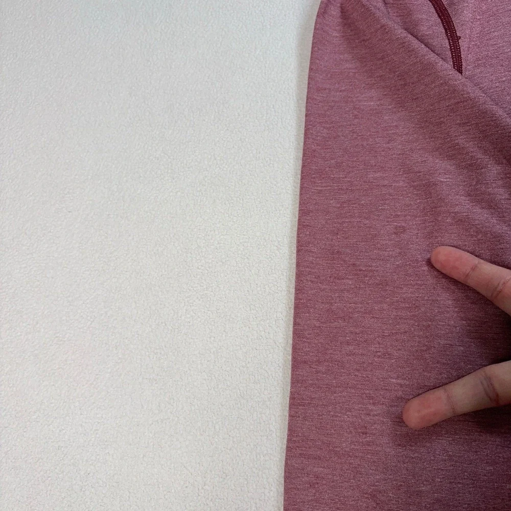 Lululemon T.H.E. HenleyShirt Men's 2XL* Heathered Rosewood Red Logo *SMALL HOLE* - Picture 13 of 16